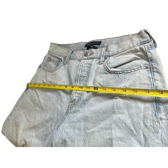 Aeropostale High-Rise Baggy Jean Medium Wash Distressed 90s Button Fly Size 8 - Picture 5 of 9